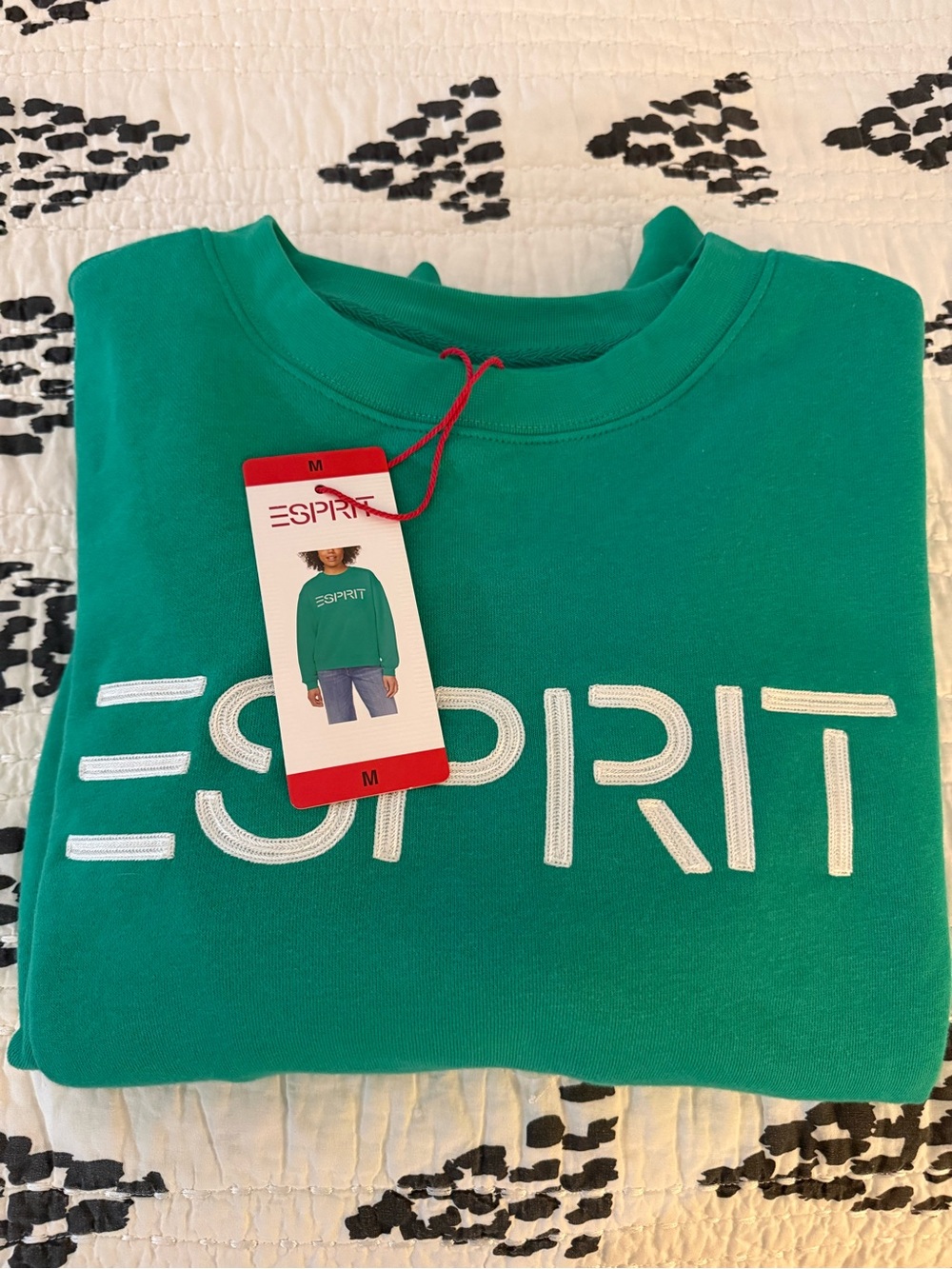 Esprit Green Logo Crewneck Sweatshirt Sz Medium NWT - Picture 2 of 4
